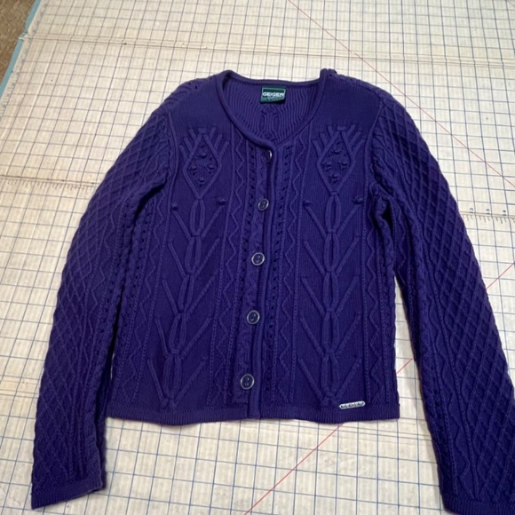 Austrian Wool Geiger Collections Royal Purple Textured Knit Cardigan Tag/Size 36 - Picture 10 of 16